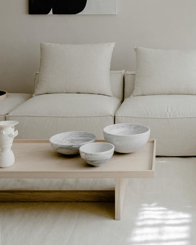Hand Carved Bowls in White Marble - Multiple Sizes