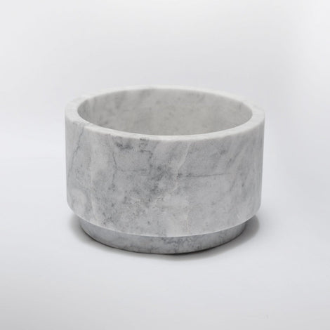 Cylinder Vase in White Marble - Wide