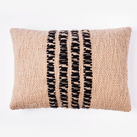 Miel Beige Cotton Throw Pillow