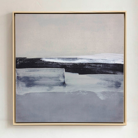 Still Motion No. 1 abstract framed canvas print, 28x28 inches, natural floater frame, wall display