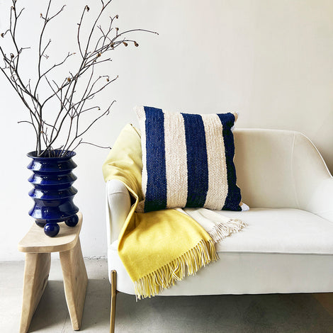 Casa Cubista Striped Pillow - Navy
