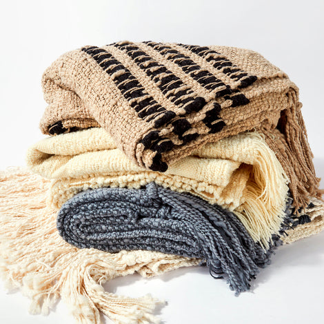 Mar Merino Wool and Cotton Throw Blanket