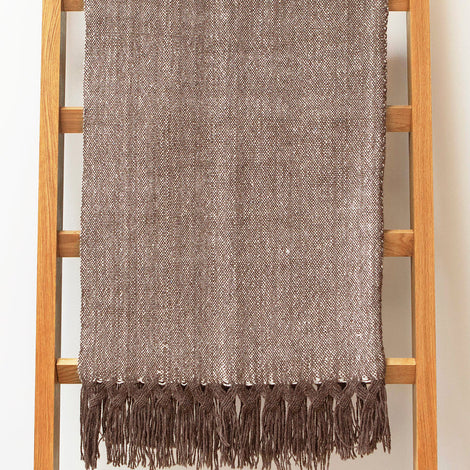 Silk and Llama Wool Double Fringed Throw Blanket