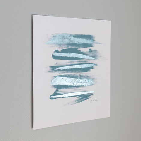 Zen Brush No. 5 in Blue - Embellished Print